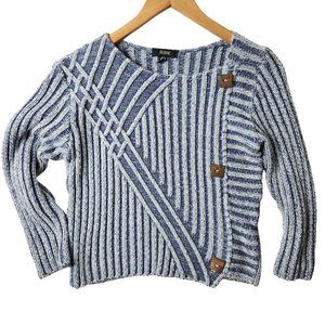 Belamie Stonewash Rib Knit Asymetrical Knit Sweater Crop Size Medium